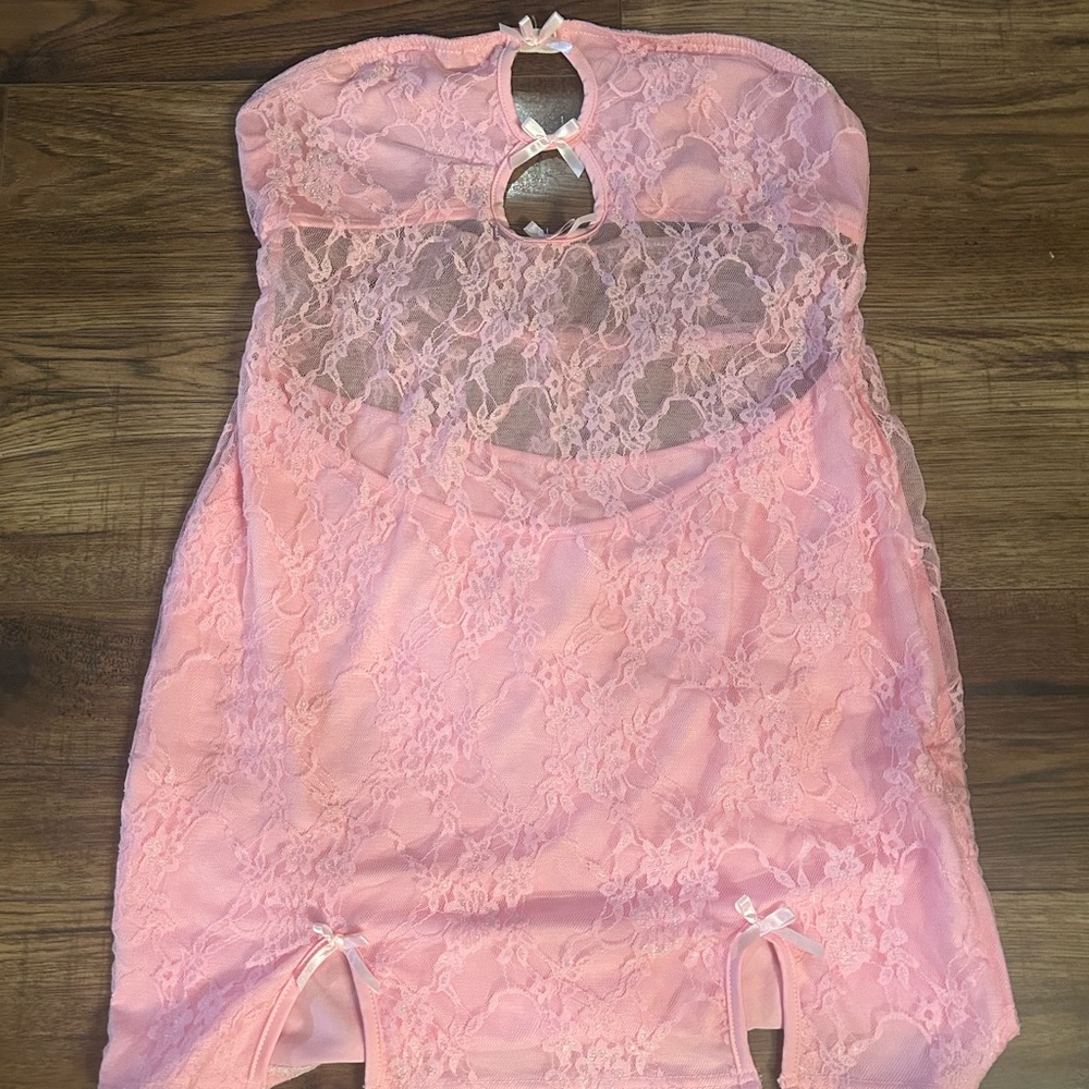 New pink Lace Strapless Lingerie / tube dress